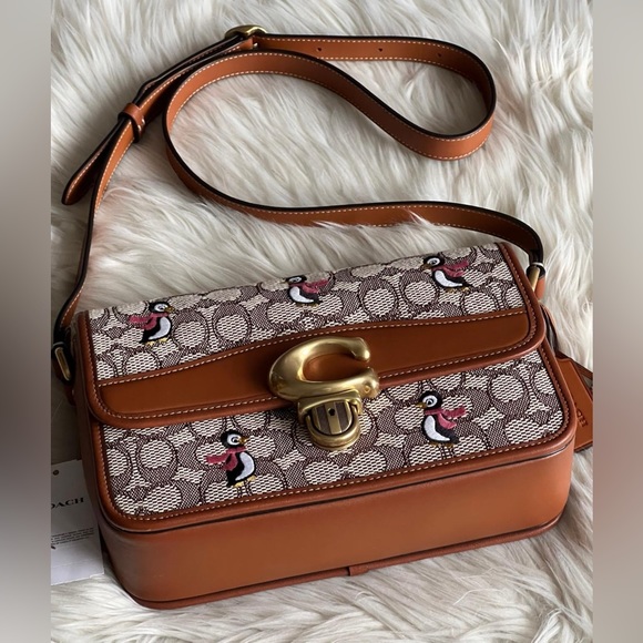 💰SOLD-C7935 - Coach Studio Shoulder Bag in Signature Jacquard with Penguin Motif - Picture 6 of 14